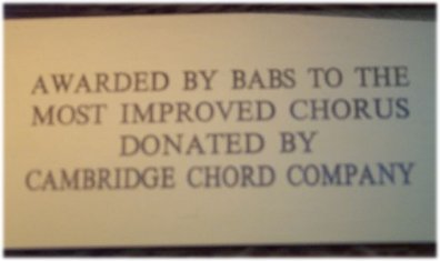 Plaque on the Most Improved Chorus Trophy