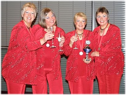 HOT GOSSIP: Michelle Churcher (Br), Chris Aistrop (Bs), Sue Wheeler (L) and Ann Dwellyy (T)